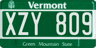 VT license plate XZY809