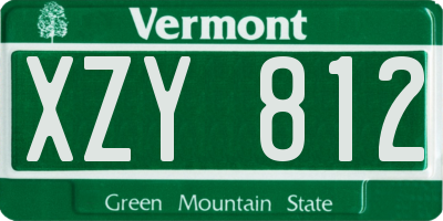 VT license plate XZY812