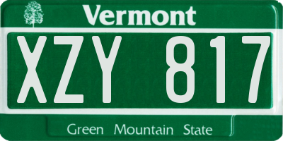 VT license plate XZY817