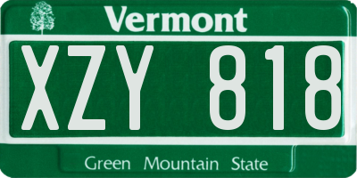VT license plate XZY818