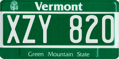 VT license plate XZY820