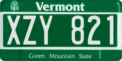 VT license plate XZY821