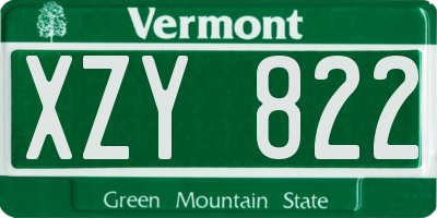 VT license plate XZY822