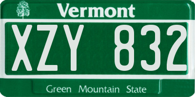 VT license plate XZY832