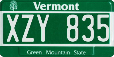 VT license plate XZY835