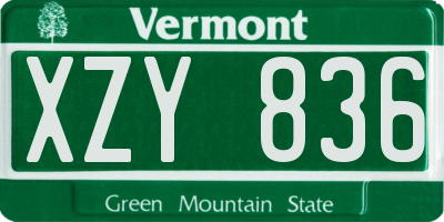 VT license plate XZY836