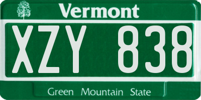 VT license plate XZY838