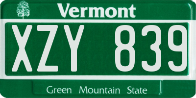 VT license plate XZY839