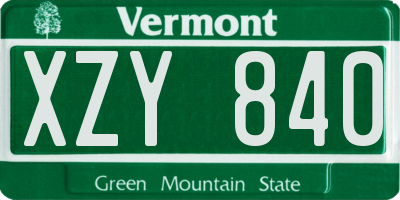VT license plate XZY840