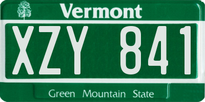 VT license plate XZY841