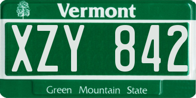VT license plate XZY842