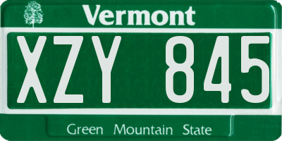 VT license plate XZY845