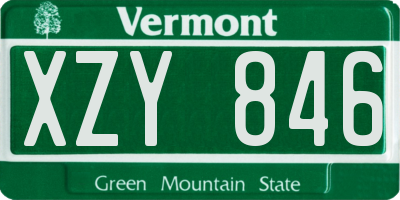 VT license plate XZY846