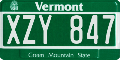 VT license plate XZY847