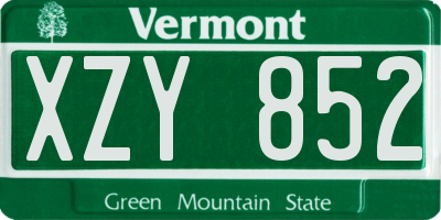 VT license plate XZY852