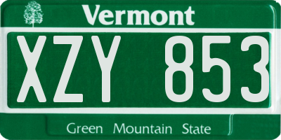 VT license plate XZY853