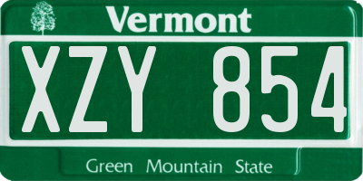 VT license plate XZY854