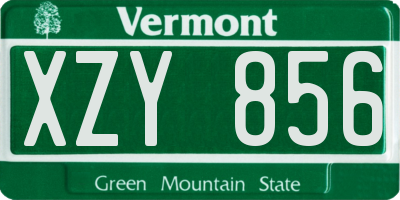 VT license plate XZY856