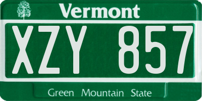 VT license plate XZY857
