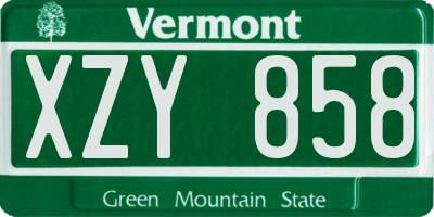 VT license plate XZY858