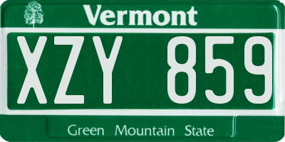 VT license plate XZY859