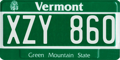 VT license plate XZY860