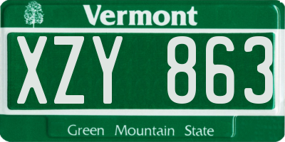 VT license plate XZY863