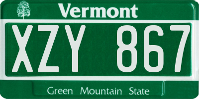 VT license plate XZY867