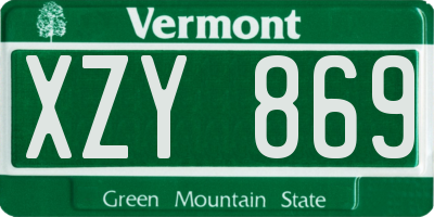 VT license plate XZY869