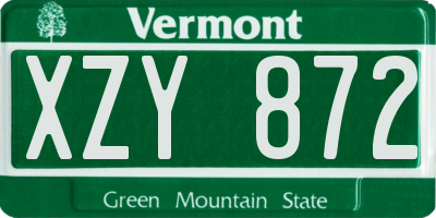 VT license plate XZY872