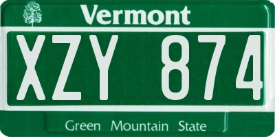 VT license plate XZY874