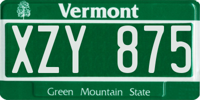 VT license plate XZY875