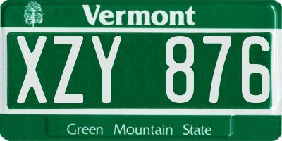 VT license plate XZY876