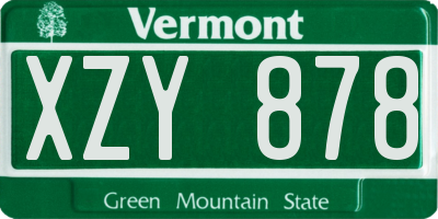 VT license plate XZY878