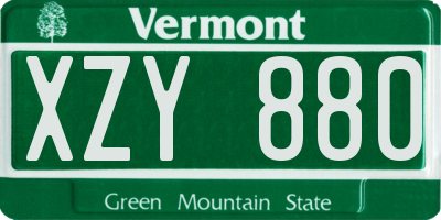 VT license plate XZY880