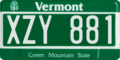 VT license plate XZY881