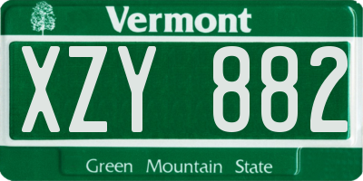 VT license plate XZY882