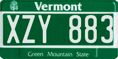 VT license plate XZY883