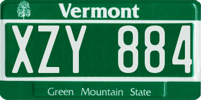 VT license plate XZY884