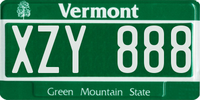 VT license plate XZY888
