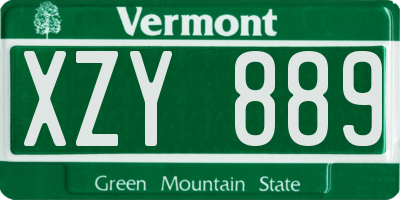 VT license plate XZY889