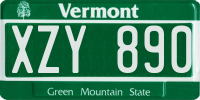 VT license plate XZY890