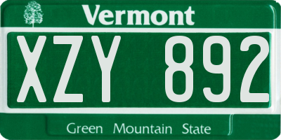 VT license plate XZY892