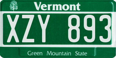 VT license plate XZY893