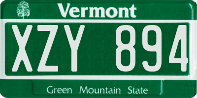 VT license plate XZY894