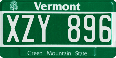 VT license plate XZY896