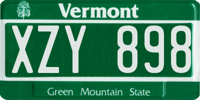 VT license plate XZY898