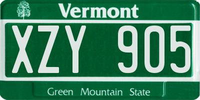 VT license plate XZY905