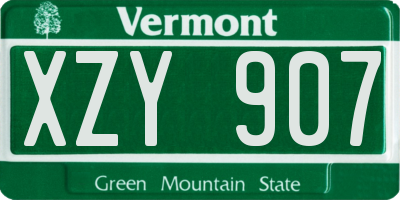 VT license plate XZY907