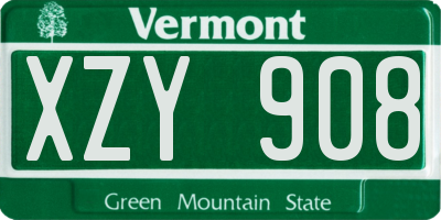 VT license plate XZY908